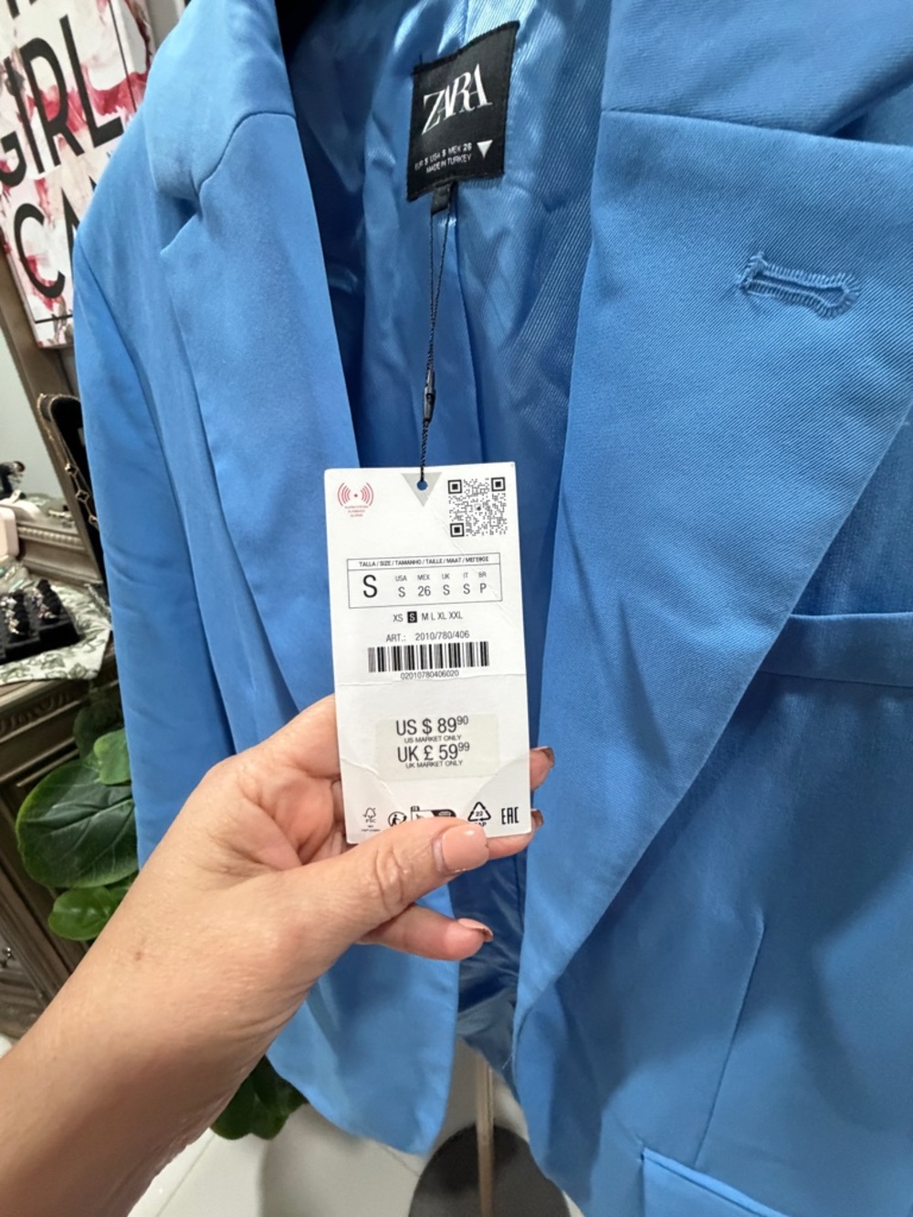 Zara Light Blue Single-Breasted Blazer - Picture 7 of 10